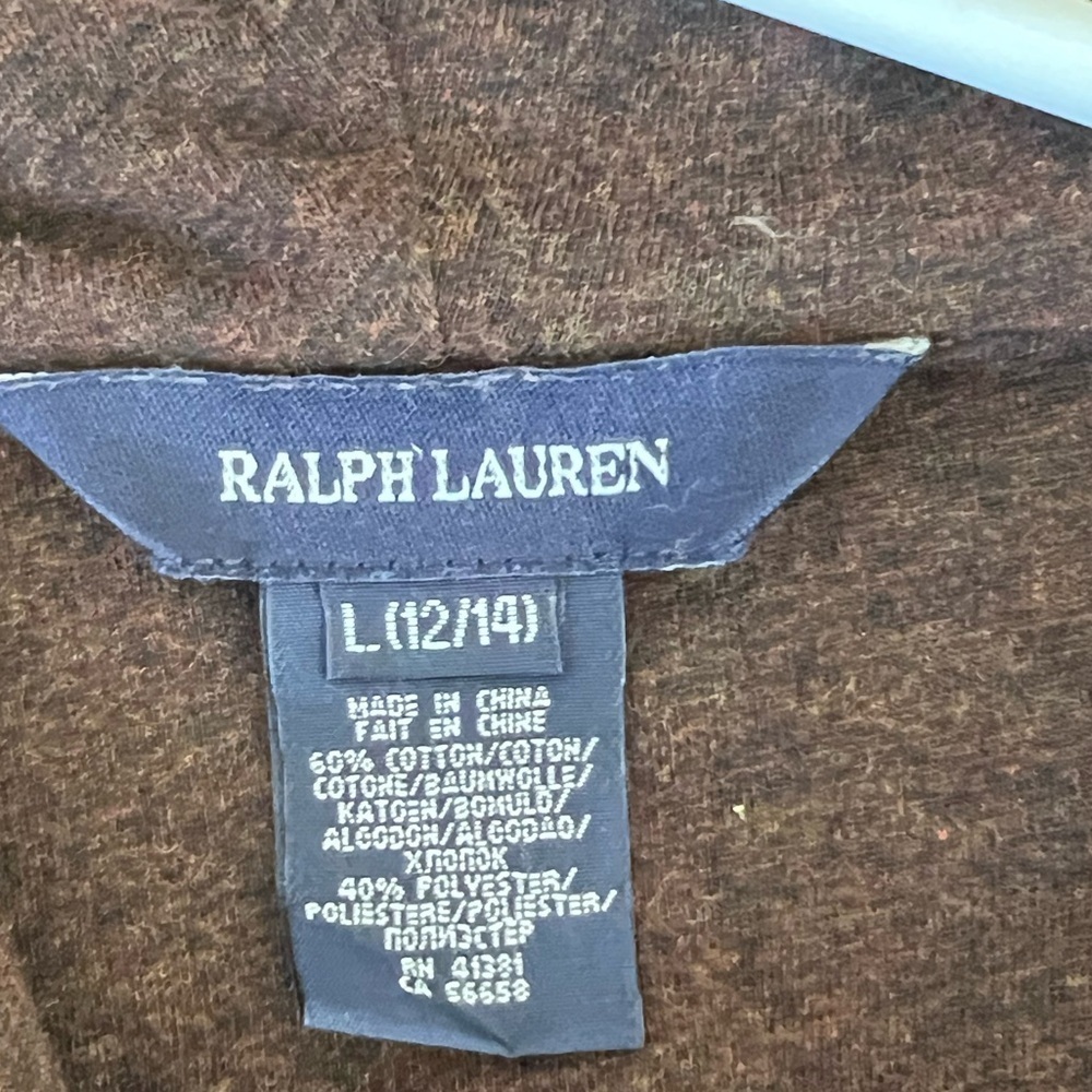 Brown Ralph Lauren hooded Shawl Collar Cardigan. Youth Large (12/14) - Picture 8 of 13